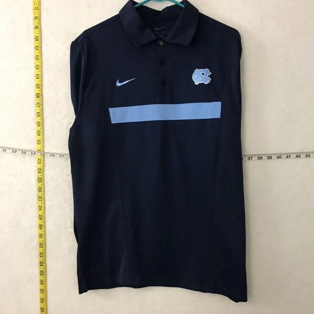 Nike UNC Navy Blue Carolina Tarheels NCAA Sz M Mens Polo Shirt
